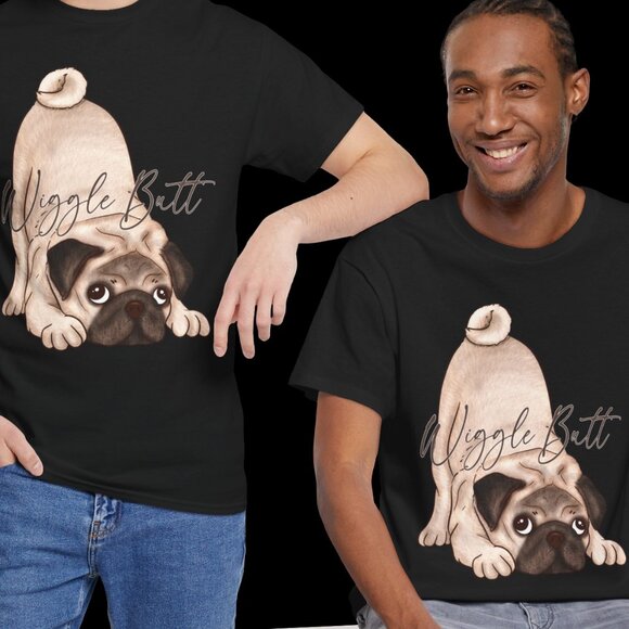 Pug Wiggle Butt shirt pet lovers Tshirt great birthday gift top - Picture 4 of 5